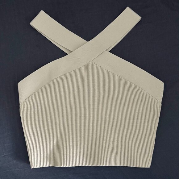 Babaton - Sculpt Knit Criss Cross Cropped Tank - Matte Pearl - Picture 2 of 6